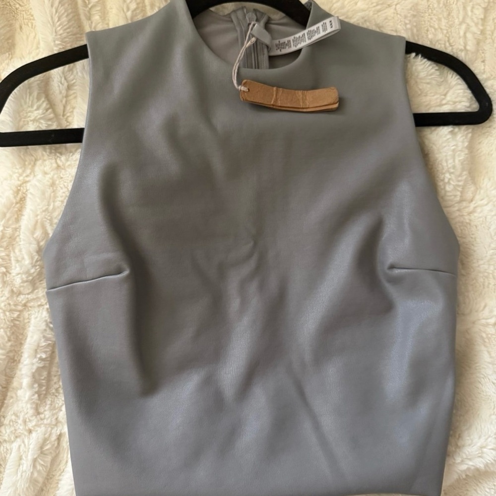 SKIMS gray faux leather Sleeveless Tank Top
